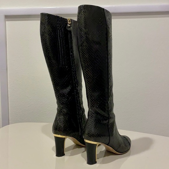 Salvatore Ferragamo Python Skin Black and Grey Heeled Boots. - Picture 4 of 11